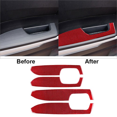 4pcs red carbon - fiber, interior
