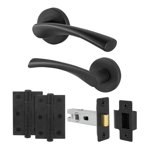 Black door handles curved - black,