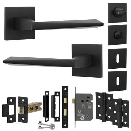 Square door lever handle set - square,